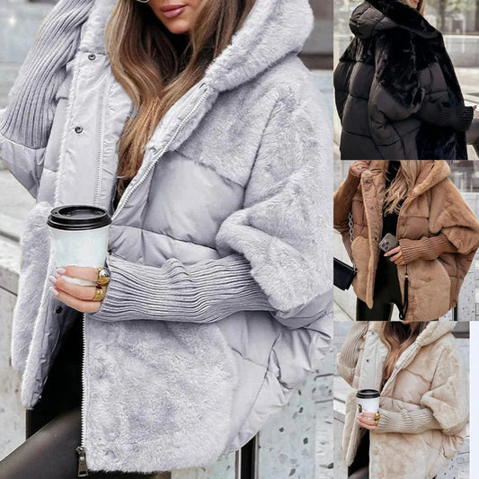 Women’s Oversized Hooded Patchwork Puffer Coat - Free Shipping