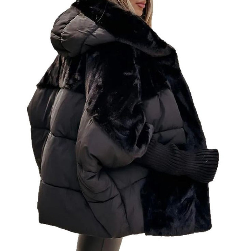 Women’s Oversized Hooded Patchwork Puffer Coat - Free Shipping