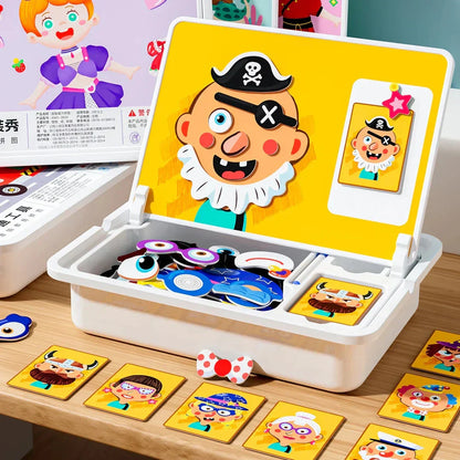 💥New Arrivals 50% Off-Magnetic Puzzles Face Dress Up Travel Game Double Side Preschool Educational Learning Toy for Kids