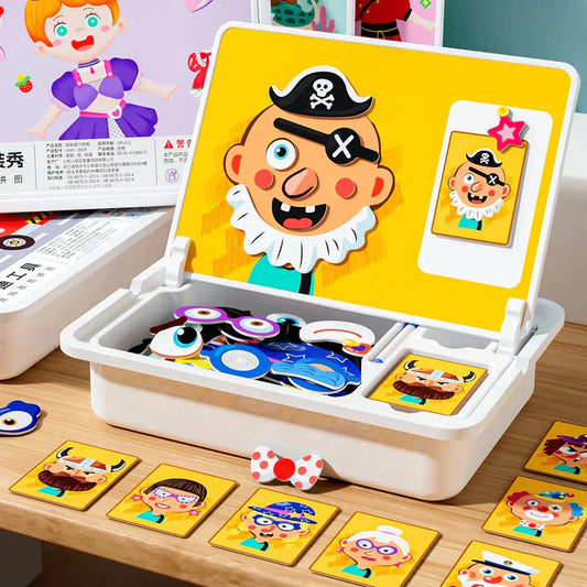 💥New Arrivals 50% Off-Magnetic Puzzles Face Dress Up Travel Game Double Side Preschool Educational Learning Toy for Kids