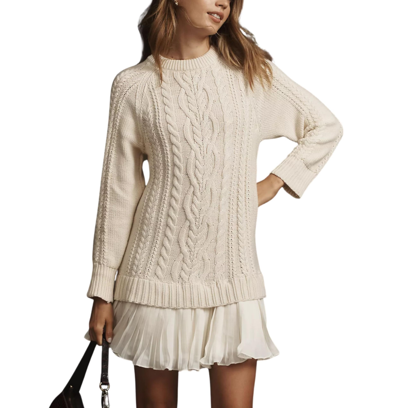 💗Seasonal Sale: 50% Off💗Women's Cable-Knit Mini Sweater Dress