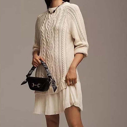 💗Seasonal Sale: 50% Off💗Women's Cable-Knit Mini Sweater Dress