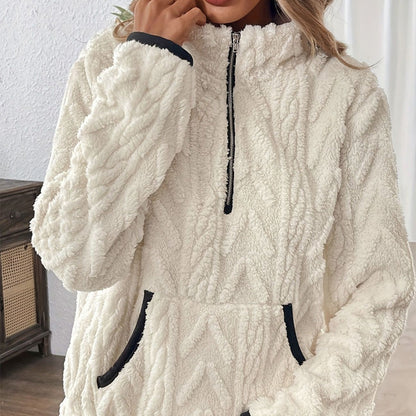 Half-Zip Fuzzy Sweatshirt 🍂 | Cloud-Soft + Roomy Pockets – Comfy Daily/Lounge