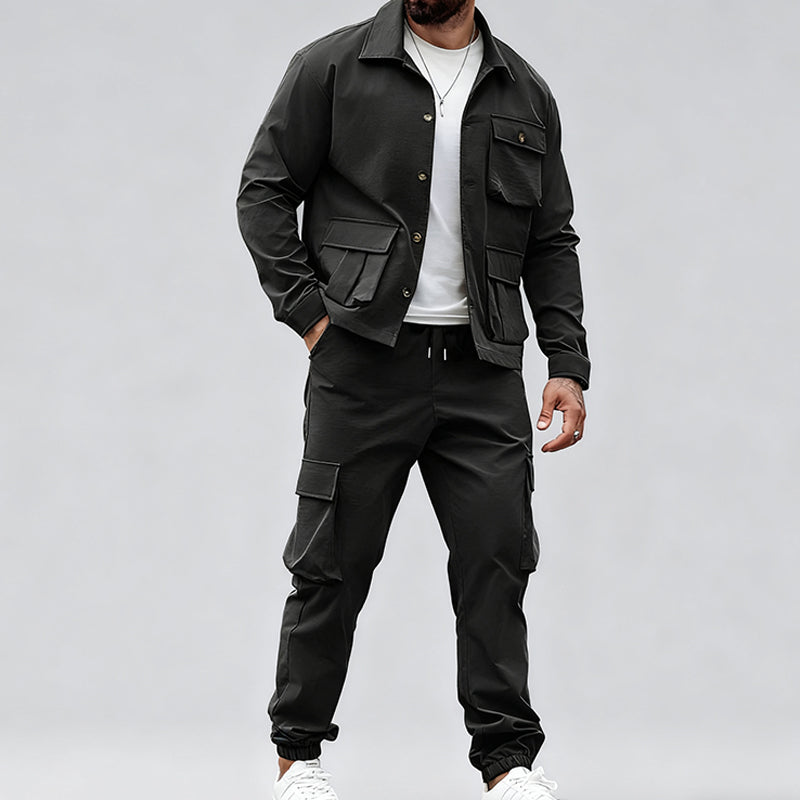 🔥New arrivals offer-Men’s Retro Jacket & Cargo Pants 2-Piece Set