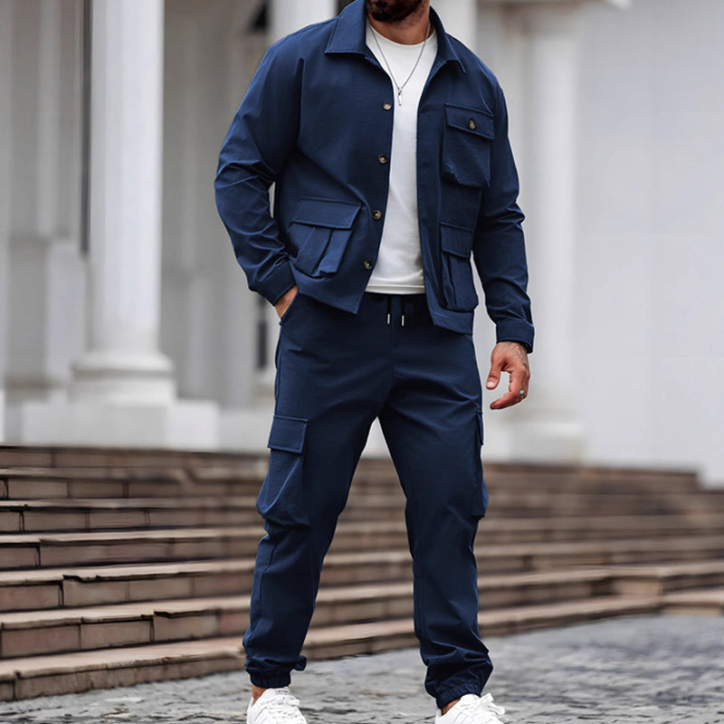 🔥New arrivals offer-Men’s Retro Jacket & Cargo Pants 2-Piece Set