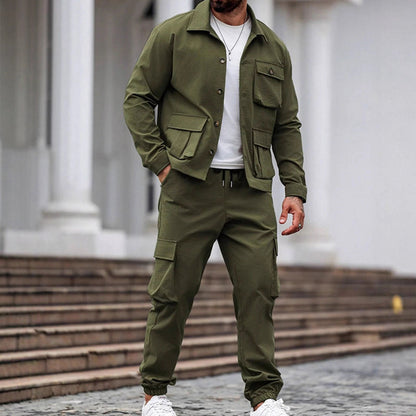 🔥New arrivals offer-Men’s Retro Jacket & Cargo Pants 2-Piece Set