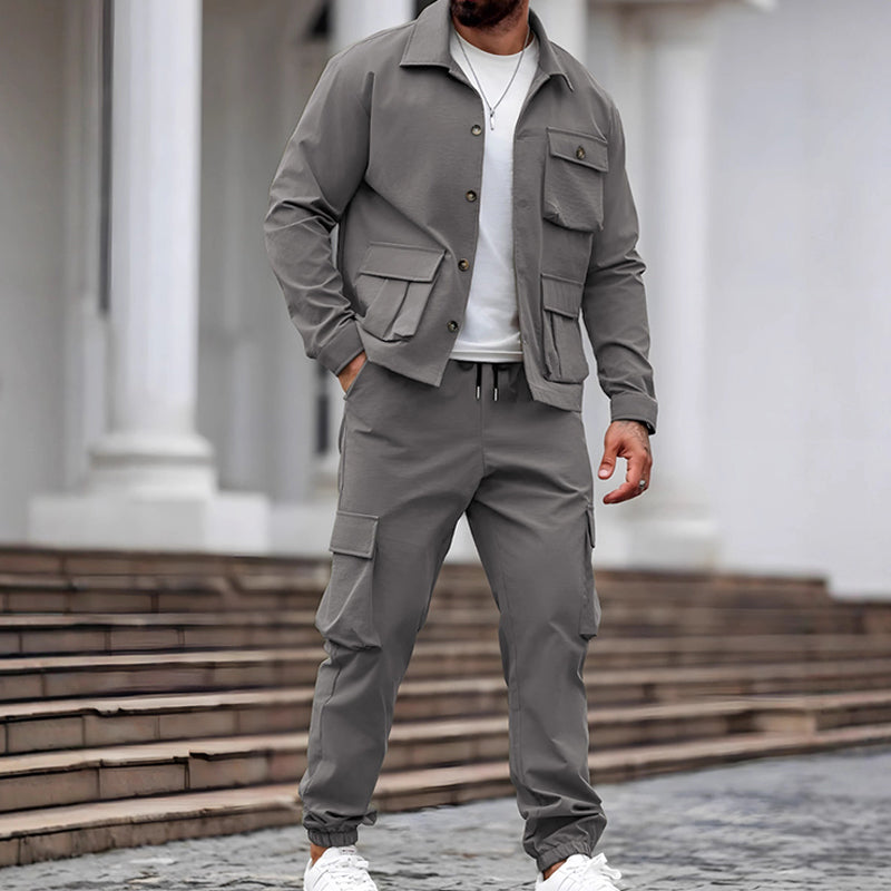 🔥New arrivals offer-Men’s Retro Jacket & Cargo Pants 2-Piece Set