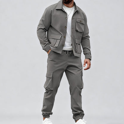 🔥New arrivals offer-Men’s Retro Jacket & Cargo Pants 2-Piece Set