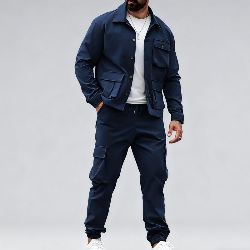 🔥New arrivals offer-Men’s Retro Jacket & Cargo Pants 2-Piece Set