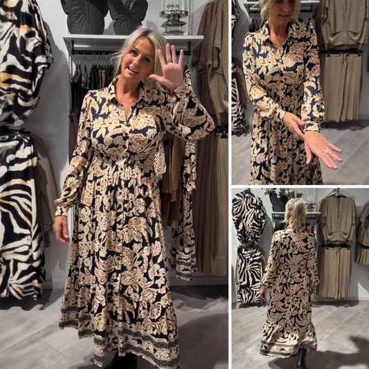 Graceful Floral Print Long Sleeve Dress