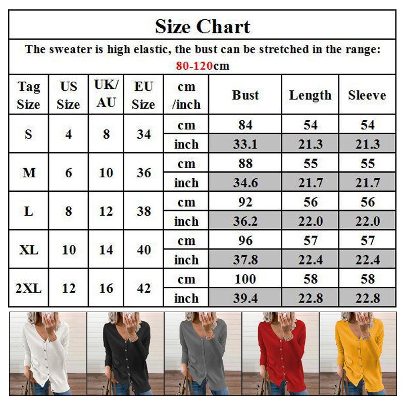 Women's Solid Color Buttoned V-Neck Knit Top