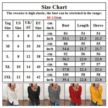 Women's Solid Color Buttoned V-Neck Knit Top