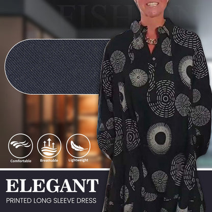 💥New arrivals now 50% off-Elegant Printed Long Sleeve Dress