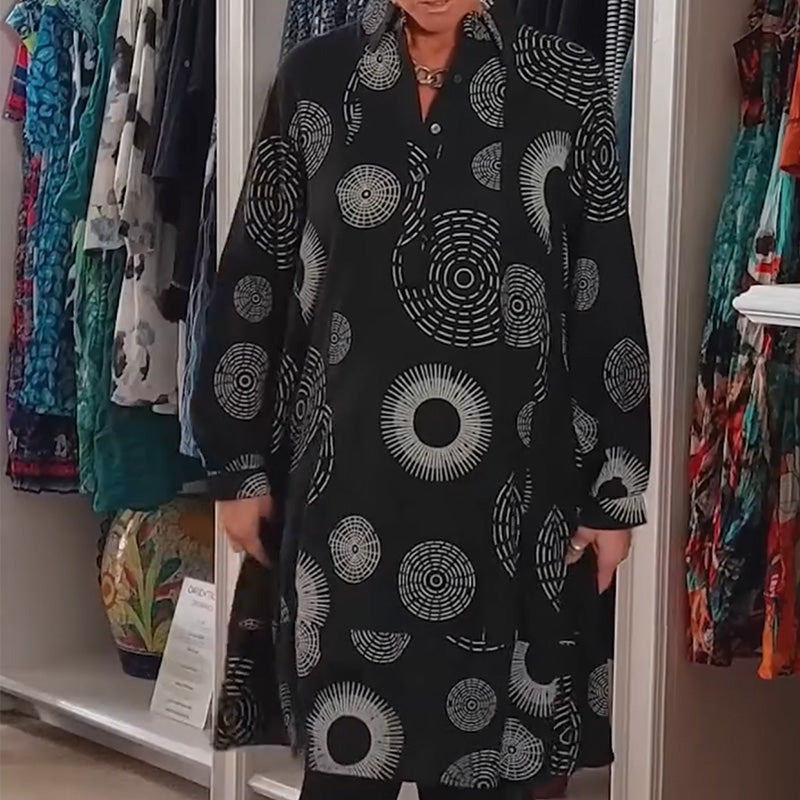 💥New arrivals now 50% off-Elegant Printed Long Sleeve Dress