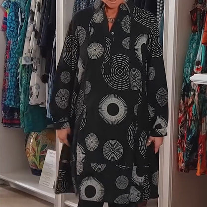 💥New arrivals now 50% off-Elegant Printed Long Sleeve Dress