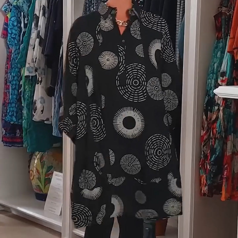 💥New arrivals now 50% off-Elegant Printed Long Sleeve Dress