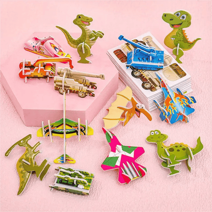 🦖 50% OFF! 🧩 EDUCATIONAL 3D PUZZLE - 50-Piece Cartoon Dinosaur Set with Vibrant Colors, Develops Creativity & Spatial Thinking for Ages 4+ 🎨✨