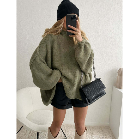 Women's Warm Mock Neck Loose Fit Sweater