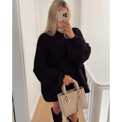 Women's Warm Mock Neck Loose Fit Sweater