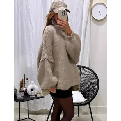 Women's Warm Mock Neck Loose Fit Sweater