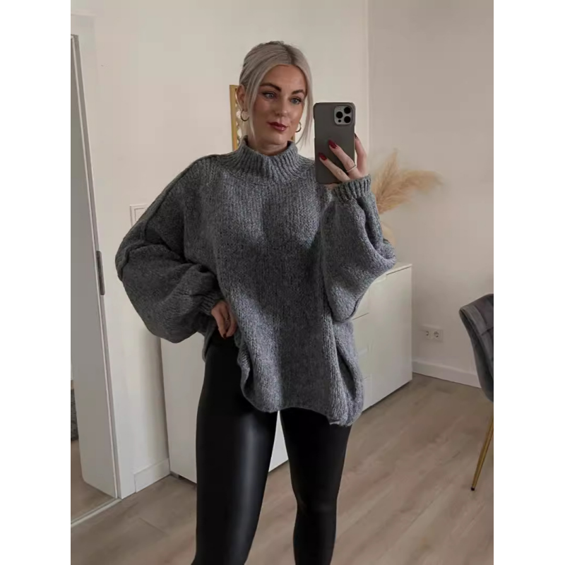 Women's Warm Mock Neck Loose Fit Sweater