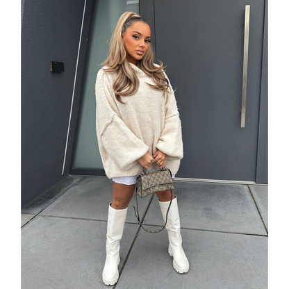 Women's Warm Mock Neck Loose Fit Sweater