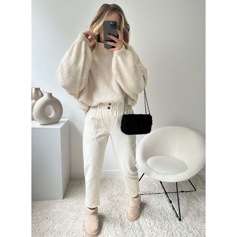Women's Warm Mock Neck Loose Fit Sweater