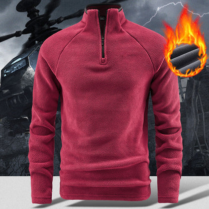 🔥 LAST DAY PROMOTION - 50%OFF 🔥Men's Warm Solid Half Zip Long-Sleeve Tops
