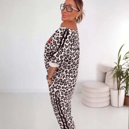 Women's Leopard Print Top and Pants Set