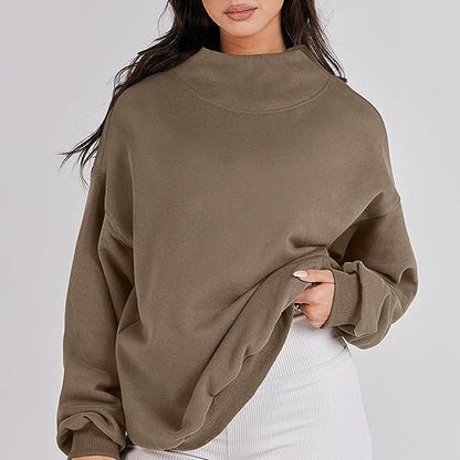 Women's Mock Neck Long Sleeve Pullover Sweatshirt