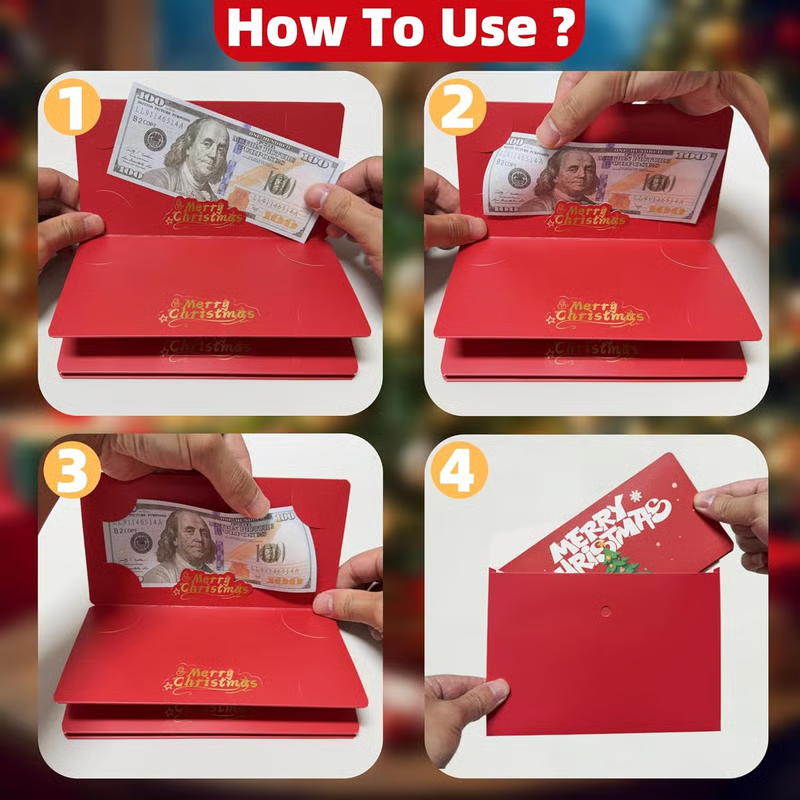 🎁🎄Christmas Sale - BUY 1 GET 1 FREE⭐Christmas Cash Envelope with Money Clip