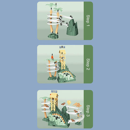 [Perfect Gift]Electric Dual Track Dinosaur Slide - Interactive Fun with Track Changes and Lights