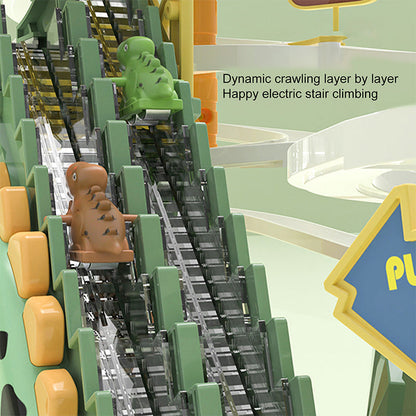 [Perfect Gift]Electric Dual Track Dinosaur Slide - Interactive Fun with Track Changes and Lights