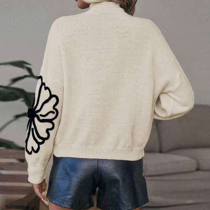 🔥Limited-time offer: 50% off-Women’s Floral Mock Neck Long Sleeve Sweater