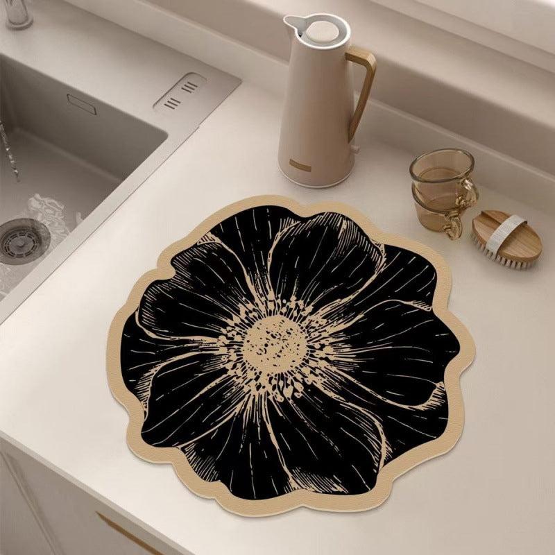 Flower-Shaped Dish Drying Mat for Kitchen Counter