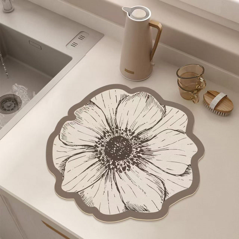 Flower-Shaped Dish Drying Mat for Kitchen Counter