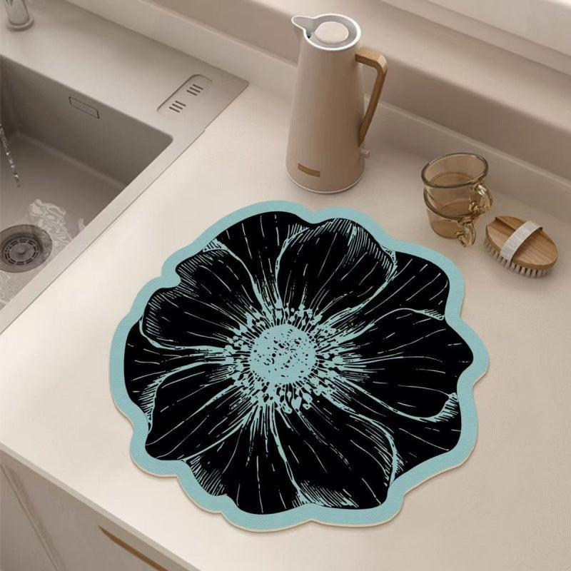Flower-Shaped Dish Drying Mat for Kitchen Counter