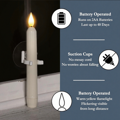 Led Taper Candles With Sensor & Suction Cup