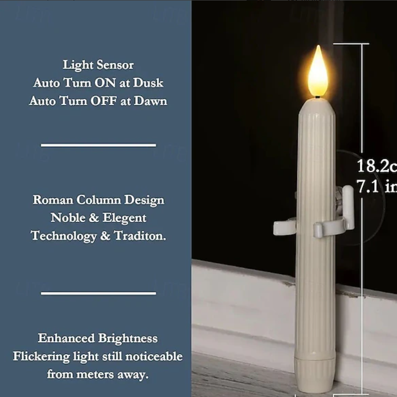 Led Taper Candles With Sensor & Suction Cup