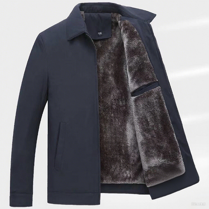 Men's Solid Color Zip Up Warm Jacket