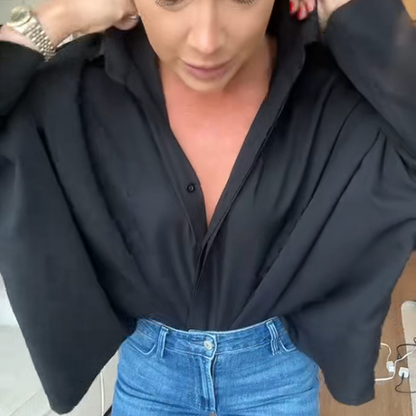 Women's Flared Hem Lapel Shirt