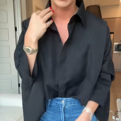 Women's Flared Hem Lapel Shirt
