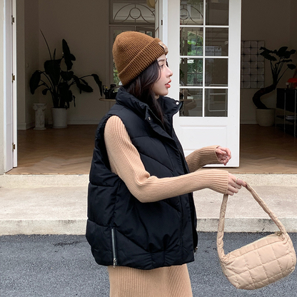 Women's Loose Stand Collar Outerwear Vest