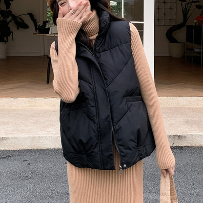 Women's Loose Stand Collar Outerwear Vest