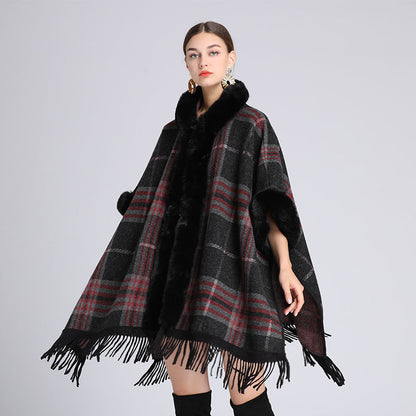 🎅Christmas Offer: 50% Off-Faux rabbit fur collar hooded cape