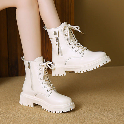 Women's Combat Ankle Boots with Side Zipper