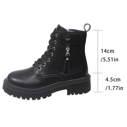 Women's Combat Ankle Boots with Side Zipper