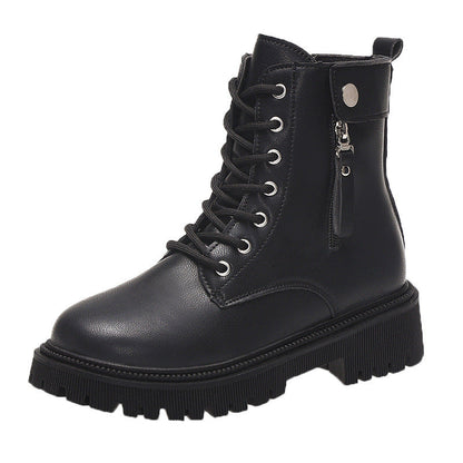 Women's Combat Ankle Boots with Side Zipper