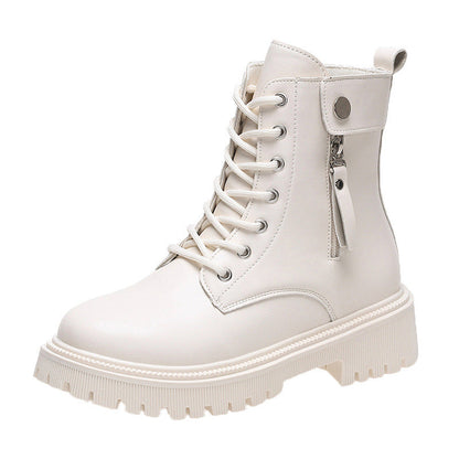 Women's Combat Ankle Boots with Side Zipper