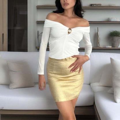 Women’s Elegant Off-Shoulder Long Sleeve Top
